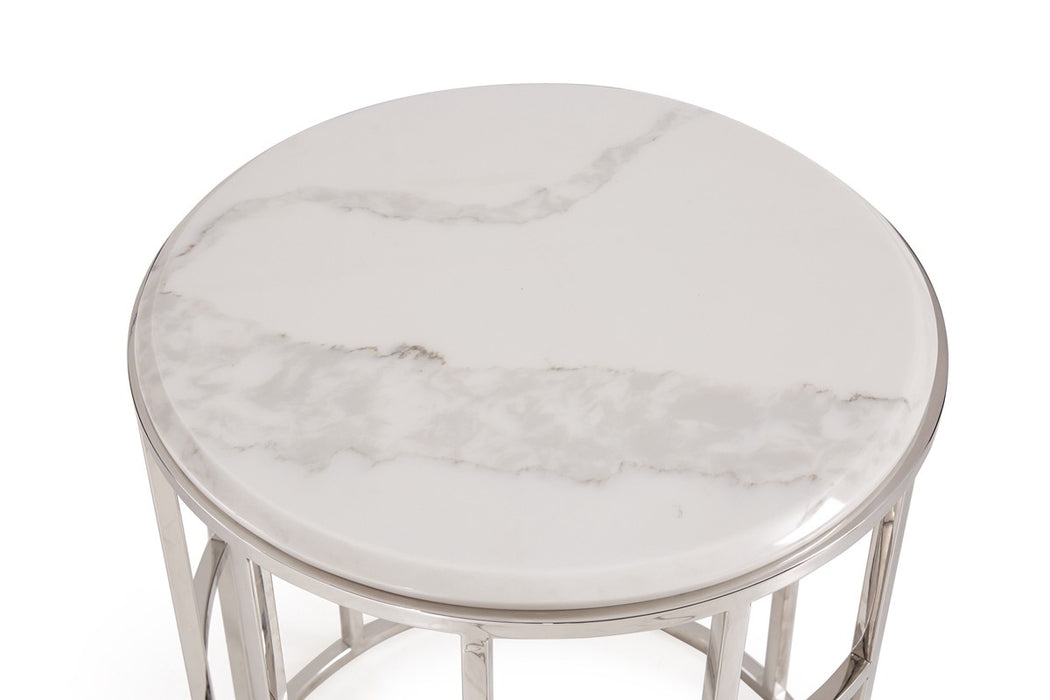 VIG Furniture - Modrest Silvan Modern Marble & Stainless Steel End Table - VGHB228B-MBL