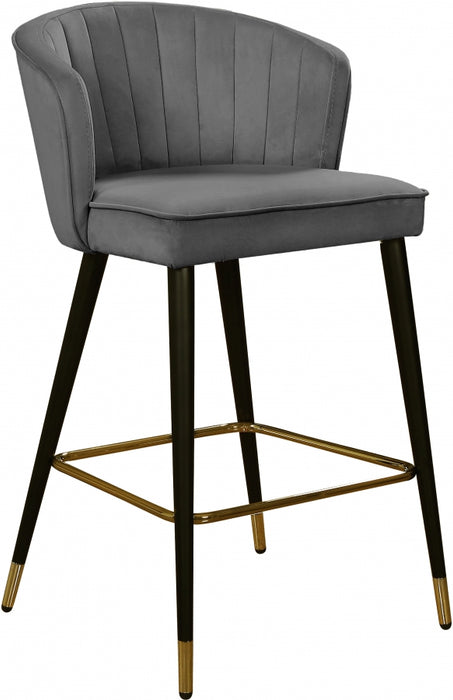 Meridian Furniture - Cassie Velvet Counter Stool Set of 2 in Grey - 793Grey-C
