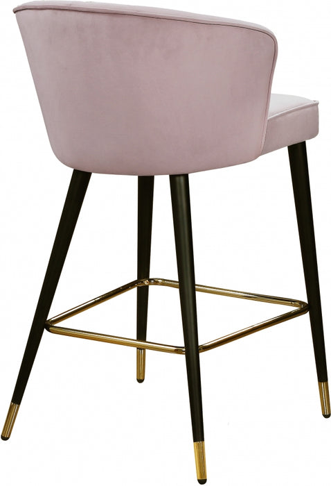 Meridian Furniture - Cassie Velvet Counter Stool Set of 2 in Pink - 793Pink-C - GreatFurnitureDeal