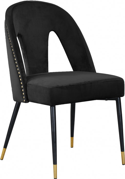 Meridian Furniture - Akoya Velvet Dining Chair Set of 2 in Black - 794Black-C - GreatFurnitureDeal