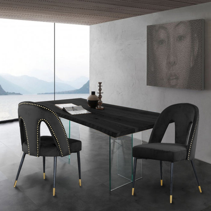 Meridian Furniture - Akoya Velvet Dining Chair Set of 2 in Black - 794Black-C
