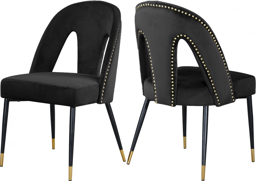 Meridian Furniture - Akoya Velvet Dining Chair Set of 2 in Black - 794Black-C - GreatFurnitureDeal
