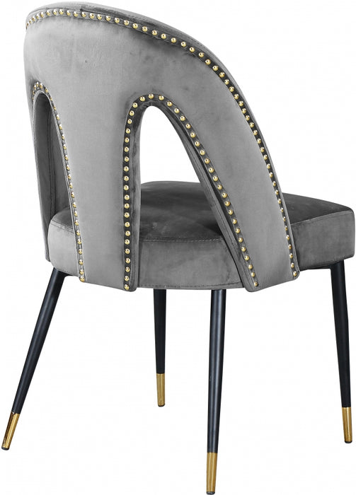 Meridian Furniture - Akoya Velvet Dining Chair Set of 2 in Grey - 794Grey-C - GreatFurnitureDeal