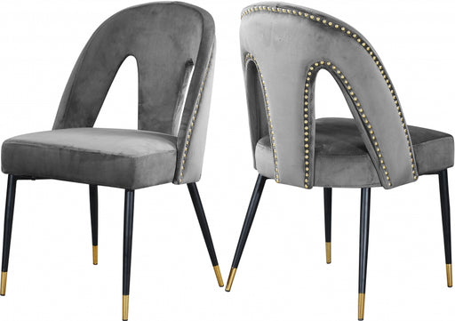 Meridian Furniture - Akoya Velvet Dining Chair Set of 2 in Grey - 794Grey-C - GreatFurnitureDeal