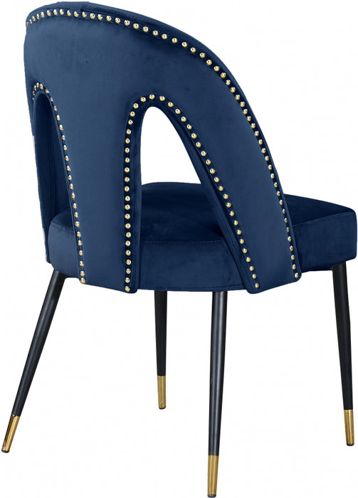 Meridian Furniture - Akoya Velvet Dining Chair Set of 2 in Navy - 794Navy-C - GreatFurnitureDeal