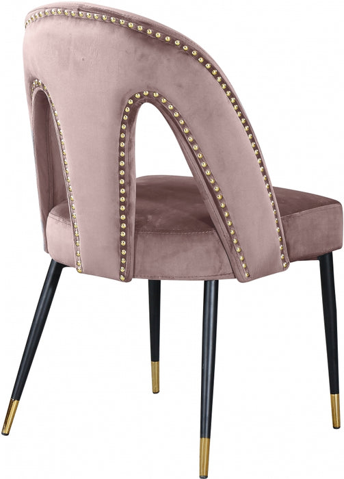 Meridian Furniture - Akoya Velvet Dining Chair Set of 2 in Pink - 794Pink-C - GreatFurnitureDeal