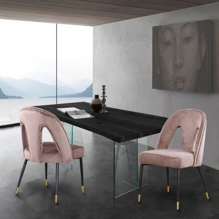 Meridian Furniture - Akoya Velvet Dining Chair Set of 2 in Pink - 794Pink-C - GreatFurnitureDeal