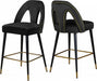 Meridian Furniture - Akoya Velvet Counter Stool Set of 2 in Black - 795Black-C - GreatFurnitureDeal