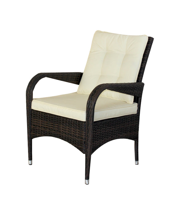 GFD Home - Patio 7-Piece Rectangular Dining Set with 6 Dining Chairs (Brown &Beige Cushion ) - GreatFurnitureDeal