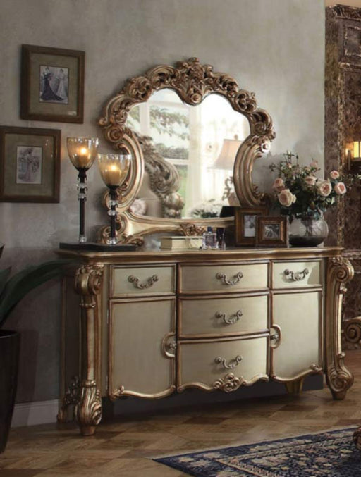 Acme Furniture - Vendome Wood Dresser with Mirror Set in Gold - 23005-04