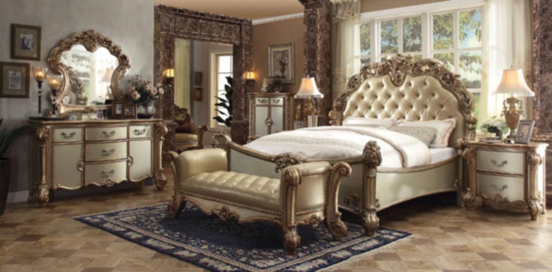 Acme Furniture - Vendome 5 Piece Bedroom Eastern King Bed Set in Gold - 22997EK-5SET