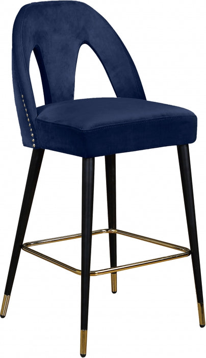 Meridian Furniture - Akoya Velvet Counter Stool Set of 2 in Navy - 795Navy-C - GreatFurnitureDeal