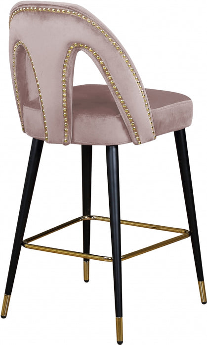 Meridian Furniture - Akoya Velvet Counter Stool Set of 2 in Pink - 795Pink-C - GreatFurnitureDeal