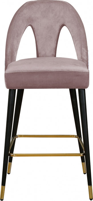 Meridian Furniture - Akoya Velvet Counter Stool Set of 2 in Pink - 795Pink-C - GreatFurnitureDeal