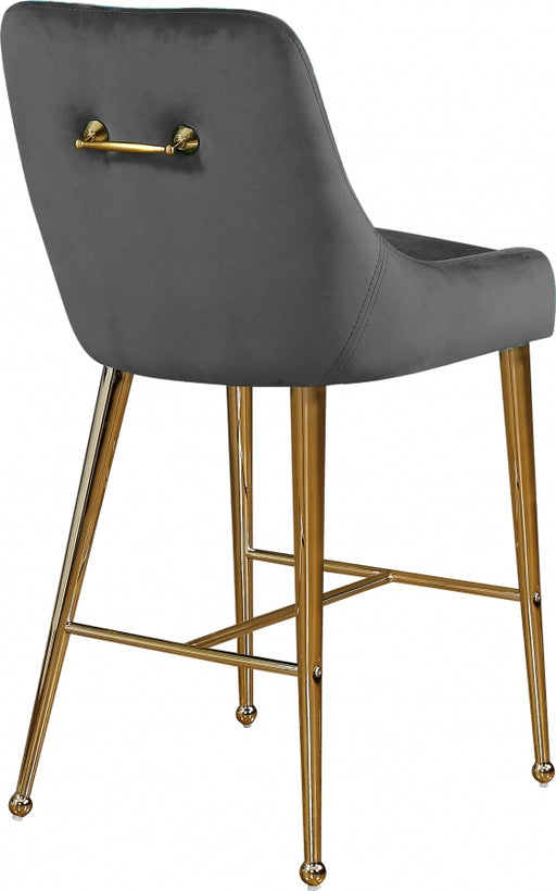 Meridian Furniture - Owen Velvet Counter Stool in Grey- 745Grey - GreatFurnitureDeal