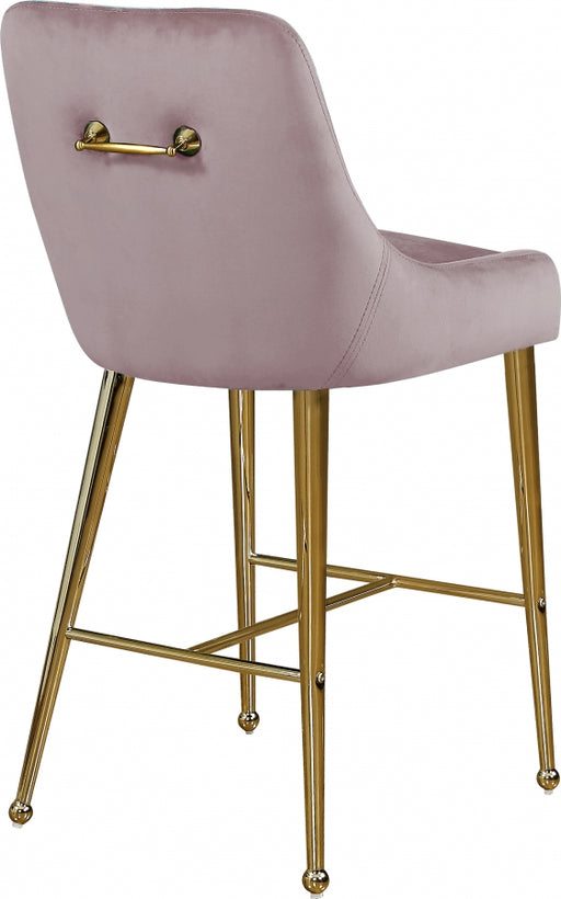 Meridian Furniture - Owen Velvet Counter Stool in Pink (Set of 2) - 745Pink - GreatFurnitureDeal