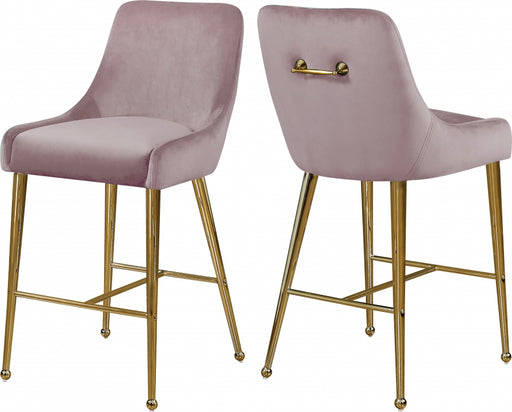 Meridian Furniture - Owen Velvet Counter Stool in Pink (Set of 2) - 745Pink - GreatFurnitureDeal