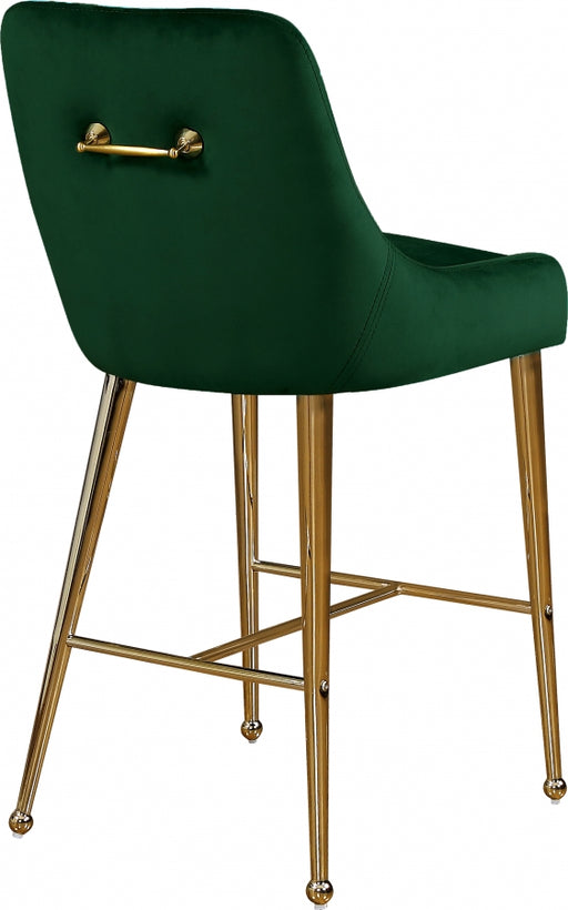 Meridian Furniture - Owen Velvet Counter Stool in Green (Set of 2) - 745Green - GreatFurnitureDeal