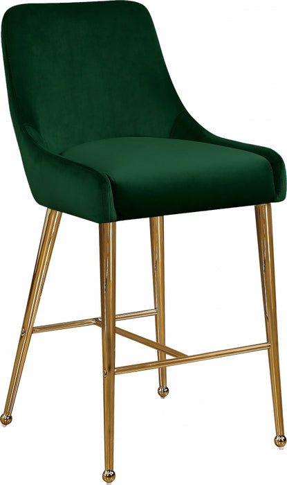 Meridian Furniture - Owen Velvet Counter Stool in Green (Set of 2) - 745Green