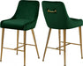 Meridian Furniture - Owen Velvet Counter Stool in Green (Set of 2) - 745Green - GreatFurnitureDeal
