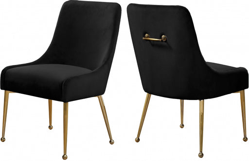 Meridian Furniture - Owen Velvet Dining Chair Set of 2 in Black - 744Black - GreatFurnitureDeal