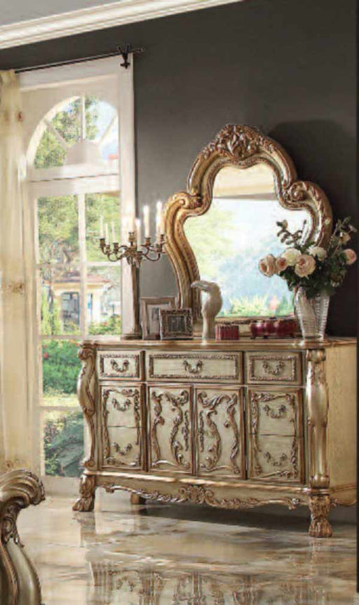 Acme Furniture - Dresden Wood Dresser with Mirror Set in Gold Patina - 23165-64 - GreatFurnitureDeal