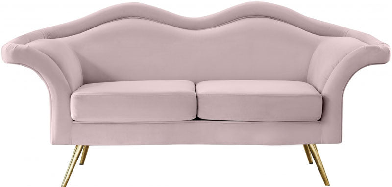Meridian Furniture - Lips Velvet Loveseat in Pink - 607Pink-L - GreatFurnitureDeal