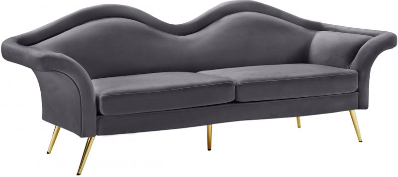 Meridian Furniture - Lips Velvet Sofa in Grey - 607Grey-S - GreatFurnitureDeal