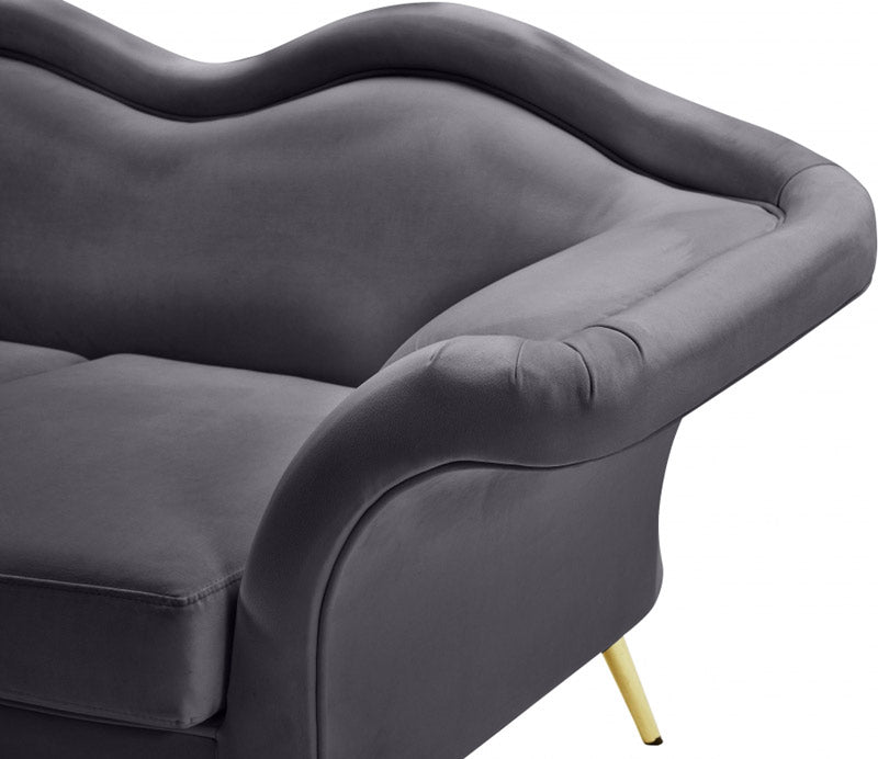 Meridian Furniture - Lips Velvet Loveseat in Grey - 607Grey-L - GreatFurnitureDeal