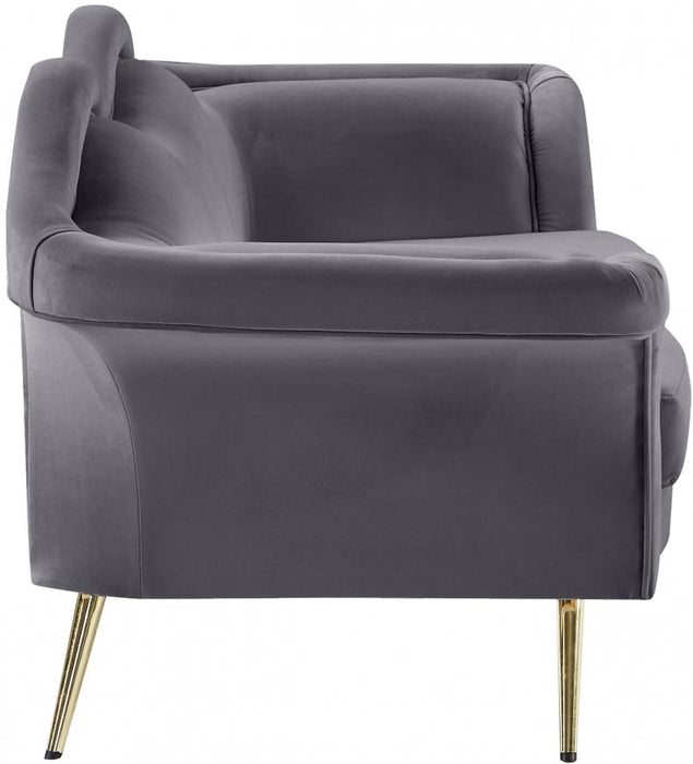 Meridian Furniture - Lips Velvet Loveseat in Grey - 607Grey-L - GreatFurnitureDeal