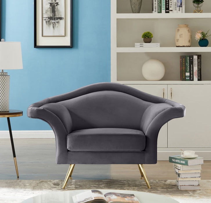 Meridian Furniture - Lips Velvet Chair in Grey - 607Grey-C - GreatFurnitureDeal