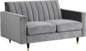 Meridian Furniture - Lola Velvet Loveseat in Grey - 619Grey-L - GreatFurnitureDeal