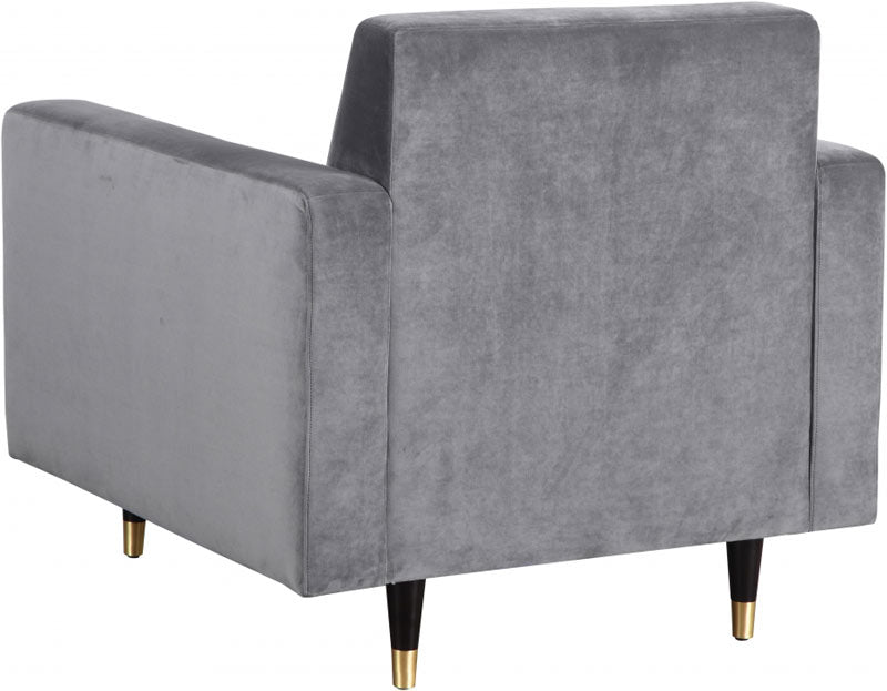 Meridian Furniture - Lola Velvet Chair in Grey - 619Grey-C - GreatFurnitureDeal