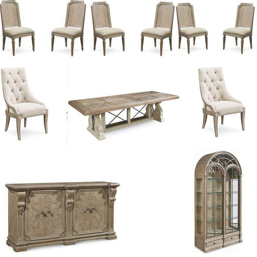 ART Furniture - Arch Salvage Parchment Pearce 11 Piece Extendable Rectangular Dining Room Set - 233221-2802-11SET - GreatFurnitureDeal