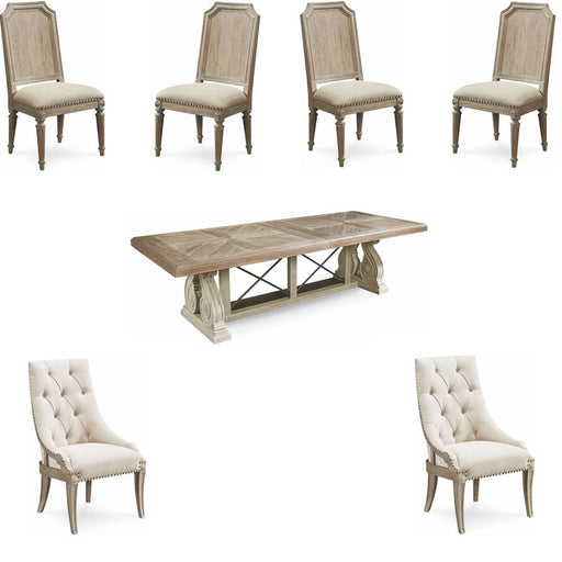 ART Furniture - Arch Salvage Parchment Pearce 7 Piece Extendable Rectangular Dining Table Set - 233221-2802-7SET - GreatFurnitureDeal