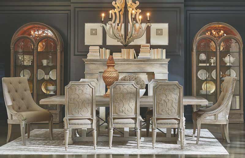 ART Furniture - Arch Salvage Parchment Pearce 5 Piece Extendable Rectangular Dining Table Set - 233221-2802-5SET