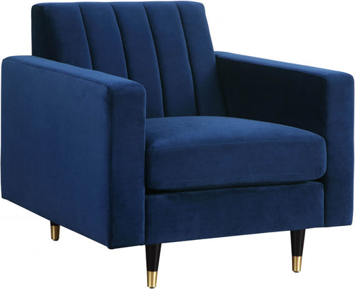 Meridian Furniture - Lola Velvet Chair in Navy - 619Navy-C - GreatFurnitureDeal