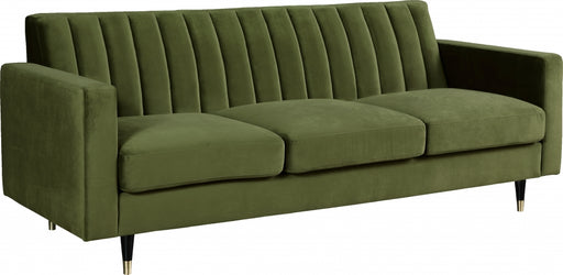 Meridian Furniture - Lola Velvet Sofa in Olive - 619Olive-S - GreatFurnitureDeal