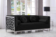 Meridian Furniture - Opal Velvet Sofa in Black - 672Black-S - GreatFurnitureDeal