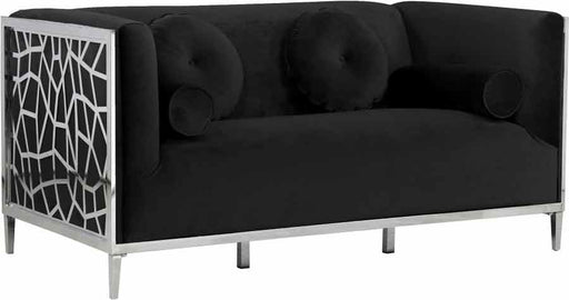 Meridian Furniture - Opal Velvet Loveseat in Black - 672Black-L - GreatFurnitureDeal