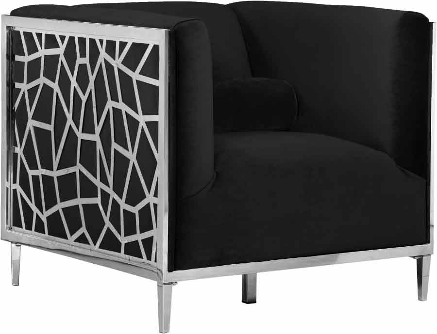 Meridian Furniture - Opal 3 Piece Living Room Set in Black -  672Black-S-3SET