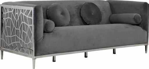 Meridian Furniture - Opal Velvet Sofa in Grey - 672Grey-S - GreatFurnitureDeal