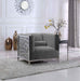 Meridian Furniture - Opal Velvet Chair in Grey - 672Grey-C - GreatFurnitureDeal