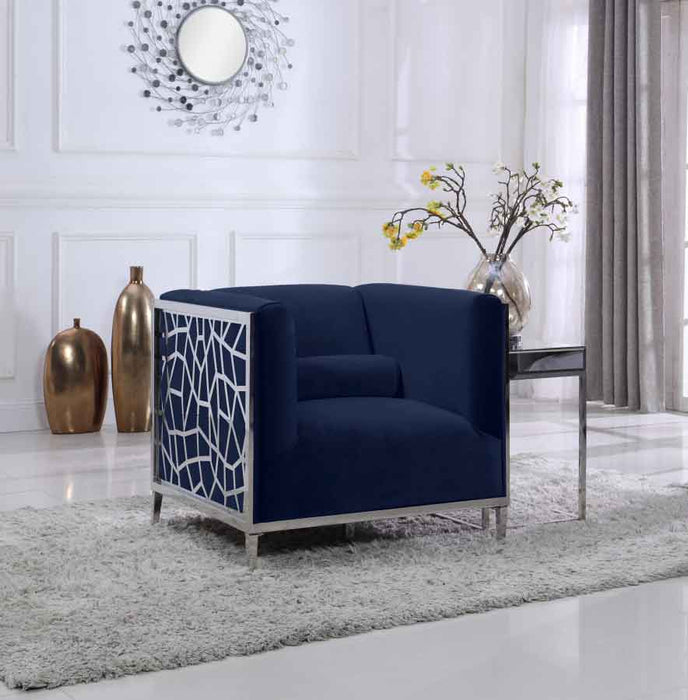 Meridian Furniture - Opal Velvet Chair in Navy - 672Navy-C