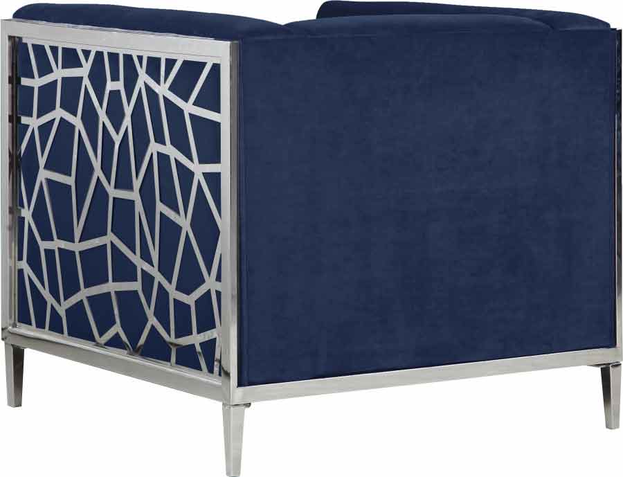 Meridian Furniture - Opal Velvet Chair in Navy - 672Navy-C