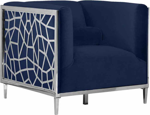 Meridian Furniture - Opal Velvet Chair in Navy - 672Navy-C - GreatFurnitureDeal