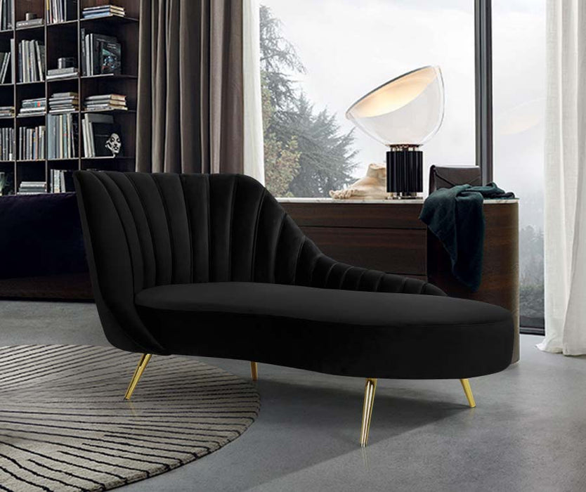 Meridian Furniture - Margo Velvet Chaise Lounge in Black - 622Black-Chaise