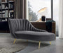 Meridian Furniture - Margo Velvet Chaise Lounge in Grey - 622Grey-Chaise - GreatFurnitureDeal