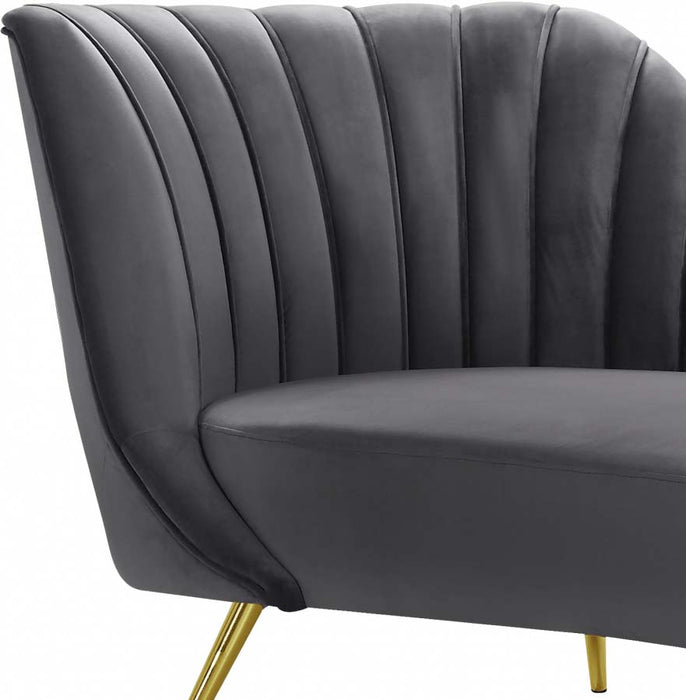 Meridian Furniture - Margo Velvet Chaise Lounge in Grey - 622Grey-Chaise