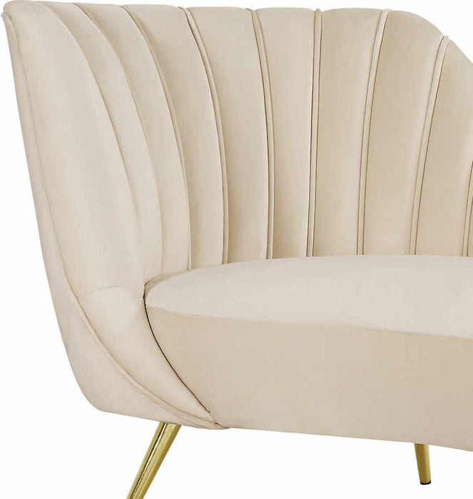 Meridian Furniture - Margo Velvet Chaise Lounge in Cream - 622Cream-Chaise - GreatFurnitureDeal